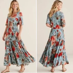 Soft Surroundings First Blooms Maxi Dress Small Porcelain Rose size small w tags